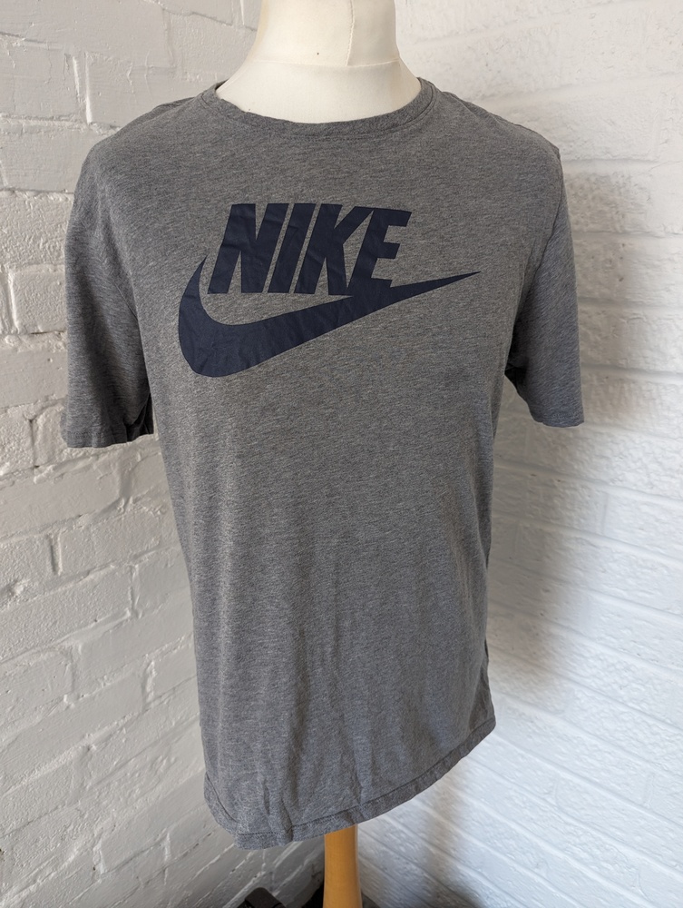 Retro Nike Crew Neck T Shirt - Size 2xl - Grey Spellout - Cotton - P2P 24" - Picture 1 of 6